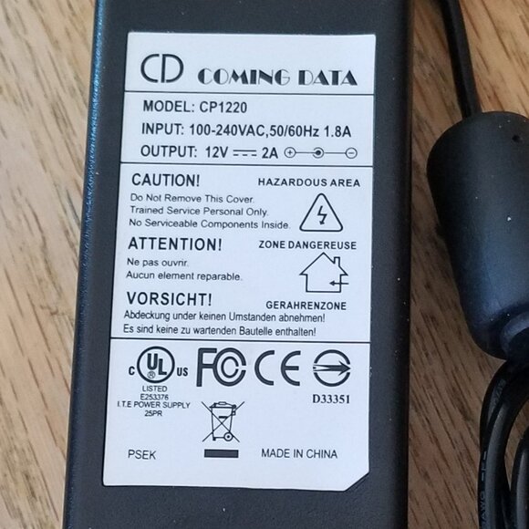 Coming Data AC/DC Adapter CP1220 12V 2A Power Supply Plug - Picture 1 of 5